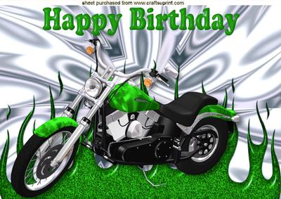 Green Motorbike with Silver Effect A4