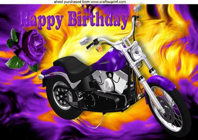 Purple Motorbike with Purple Rose A4