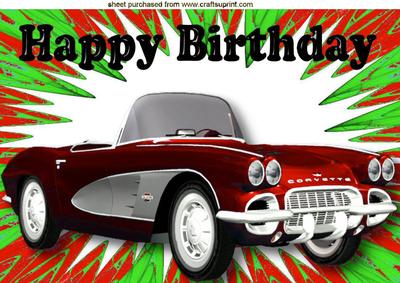 Red Sports Car Corvette in Green/red Abstract A4