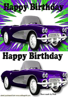 Purple Corvette in Green/purple Abstract