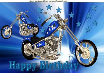 Blue Chopperbike with Stars, A4