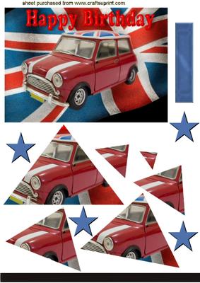 Union Jack with Red Mini Car, Twisted Pyramids
