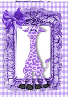Cute Little Giraffe in Frill Frame and Bow A4