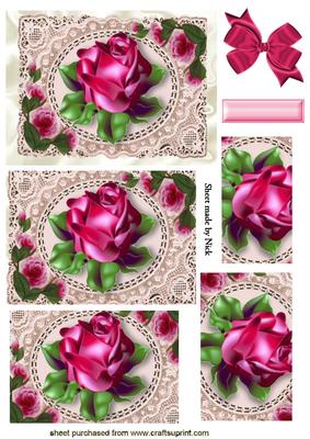 Pink Rose on Ecru Lace, Pyramids