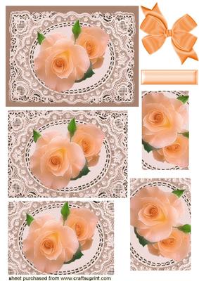 Peach Roses on Vintage Lace, Pyramids