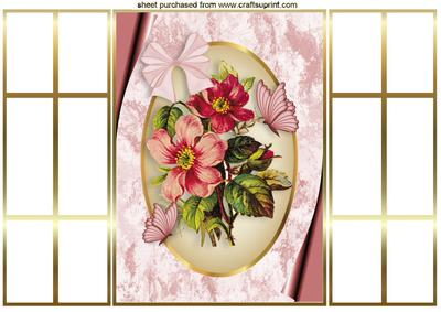 Flowers in a Gold/cream Oval Frame, with French Gatefold