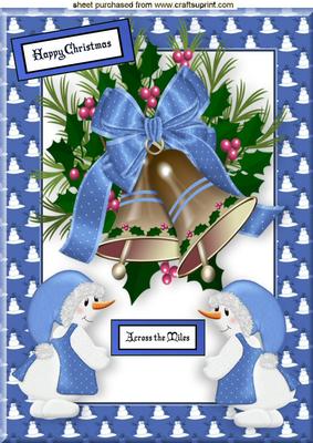 Across the Miles, Snowman Frame with Bells A4