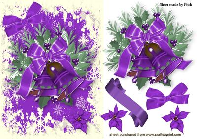Purple Bells, Purple Bow in Snow Frame
