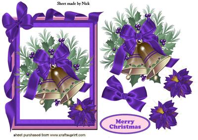 Pretty Purple Bells in Purple Ribbon Frame