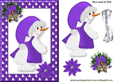 Christmas Snowlady in Purple Frame
