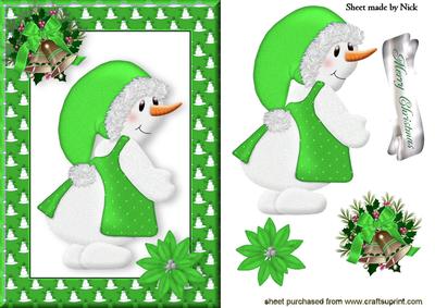 Christmas Snowlady All Dressed Up in Green