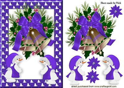 Pretty Snowlady in Purple, with Gold Bells