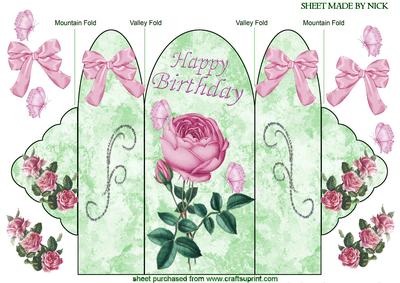 Happy Birthday, Pink Rose Trifold