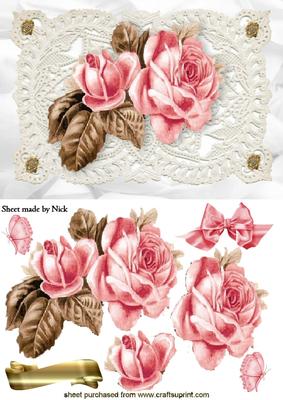 Pretty Pink Roses with Vintage Lace