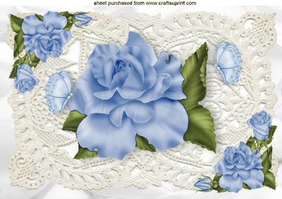 Blue Roses on Vintage Lace, A4