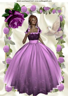 Pretty Lady in Purple Rose Frame A4