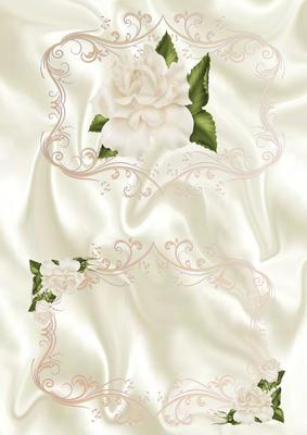 Pretty Cream Roses on Cream Satin A5 Insert Portrait