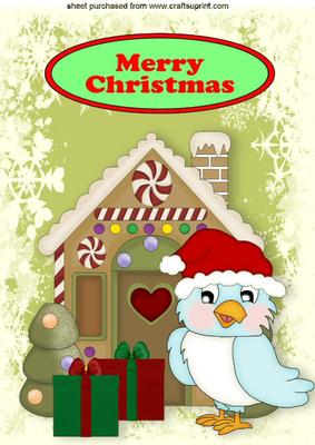 Cute Little Bluebirds Celebrating Christmas A4