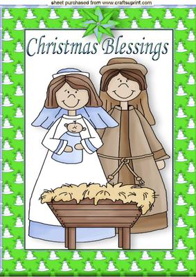 Christmas Nativity in Green Snowman Frame A4
