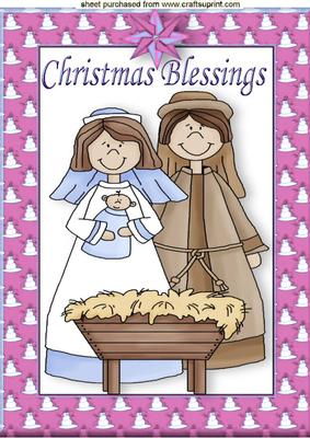 Christmas Nativity in Pink Snowman Frame, A4