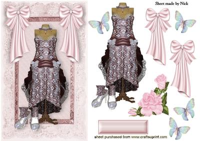 Antique Rose Pink Dress on Vintage Lace