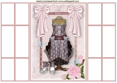Rose Pink Antique Dress on Vintage Lace, French Doors