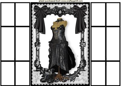 Black Antique Dress, in Vintage Lace Frame French Doors