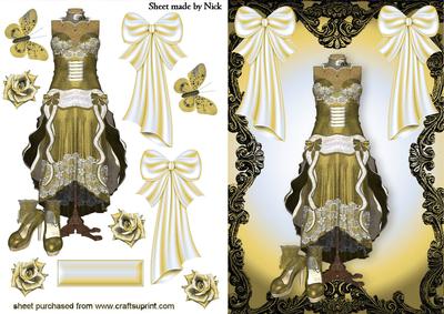 Gold Antique Dress in Ornate Frame
