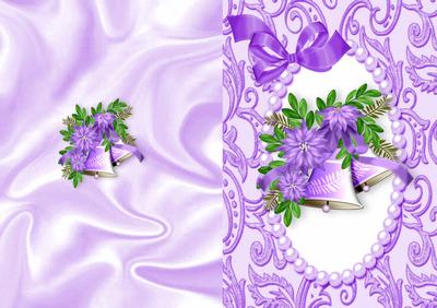 Christmas Purple Bells with Bow, A5 Card