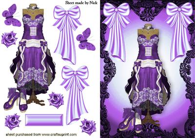 Purple Antique Dress in Ornate Frame