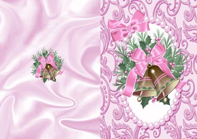 Christmas Bells with Pink Bows, A5 Card