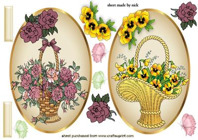 Toppers of a Pretty Basket of Roses & Pansies