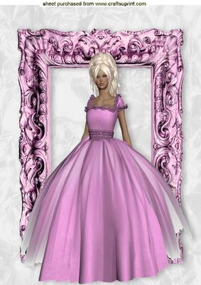 Pretty Lady in Gown in Ornate Frame A4