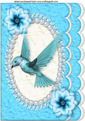 Pretty Kingfisher in Blue, in Diamond Pearl Frame A4