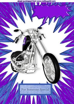 Chopperbike with Blue/purple Abstract A4
