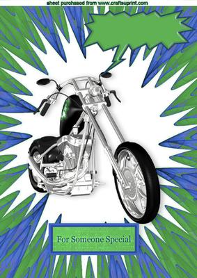 Chopper Bike with Green/blue Abstract A4