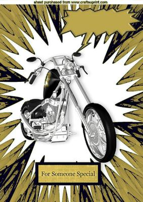 Gold Chopper Bike with Gold/black Abstract A4