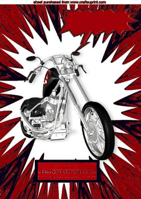 Chopper Bike with Black/red Abstract A4