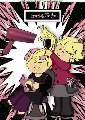 Ladies Hairdresser Black/pink Abstract A4