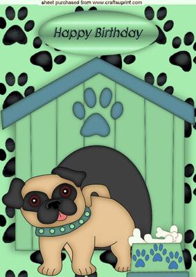 Cute Little Pug with Green Collar A4