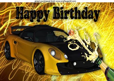 Gold Sports Car with Champagne