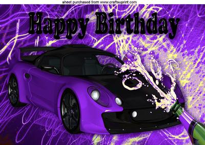 Purple Sports Car with Champagne A4