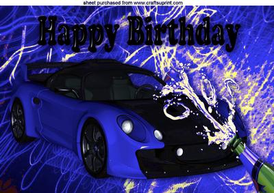 Electric Blue Sports Car with Champers A4