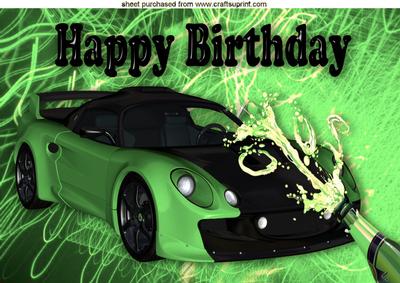 Green with Envy Sports Car on Abstract A4