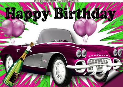 Pink Corvette with Balloons and Champers, A4