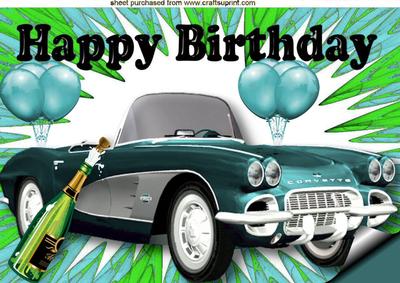 Turquiose Corvette with Balloons and Champers A4