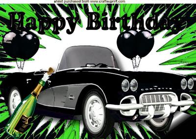 Black Corvette with Black/green Abstract A4