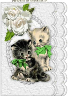 Cute Little Kitties with Green Bows,a4