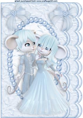 Cute Whimsical Mice, in Pearl Frame A4