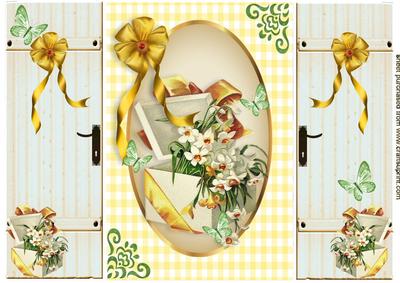 Pretty Flowers in a Oval Frame, Gatefold